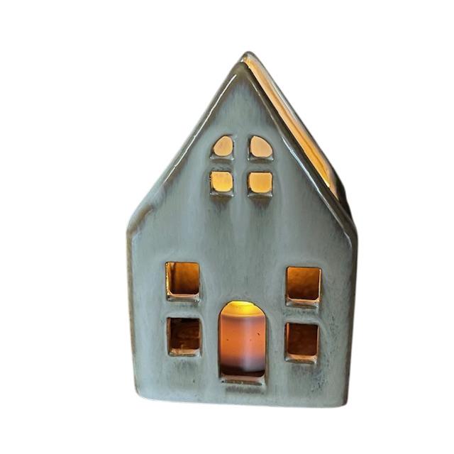 Theelicht huisje creme. afbeelding 1